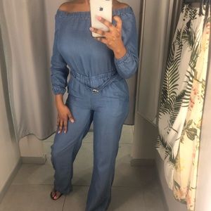 Micheal kors off the shoulder jumpsuit